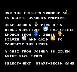 Joshua & the Battle of Jericho - NES - Help Screen.png