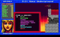 Jill of the Jungle - Jill Goes Underground - DOS - Main Menu.png