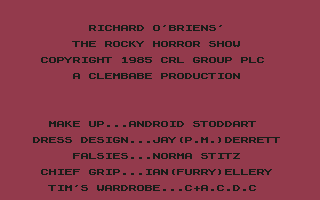 File:Rocky Horror Show - C64 - Credits.png